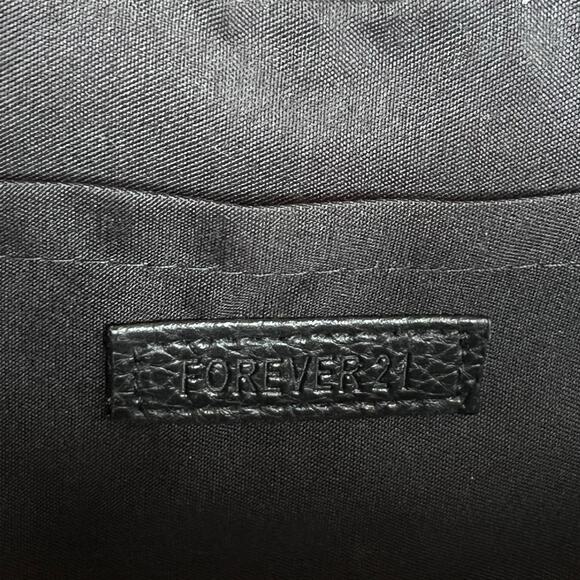 Forever 21 Black Woven Basket Handbag Purse Structured Top Handle Bag Turn Lock - Picture 10 of 10